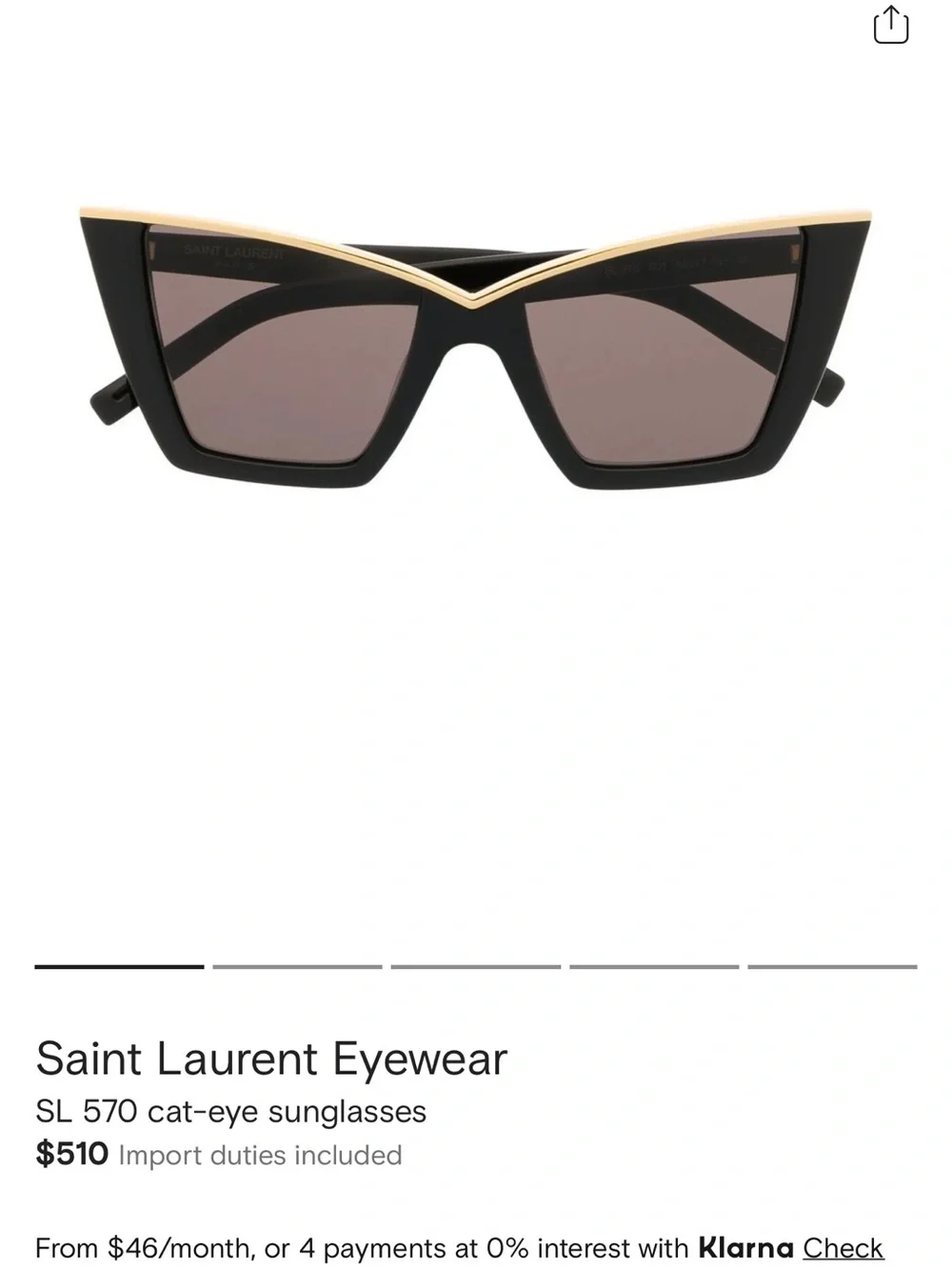 Saint Laurent Cat Eye Sunglasses SL 570